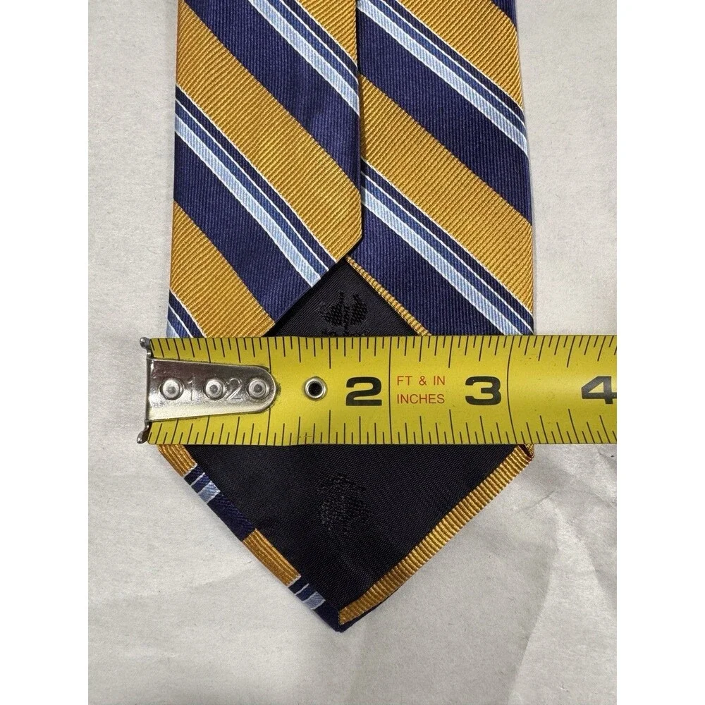 NWOT Brooks Brothers Silk Tie USA Made Gold/Blue/Silver Stripes 58
